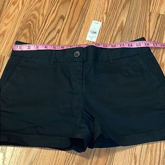 LOFT Black Cotton Chino Shorts, Flat Front, 4 - Picture 4 of 8